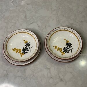 Vintage Stangl Pottery Golden Blossom pair of dessert bowls and saucers.
